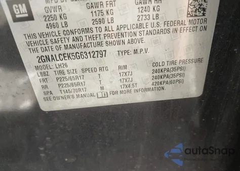 2016 Chevrolet Equinox Lt from USA, damaged, VIN 2GNALCEK5G6312797